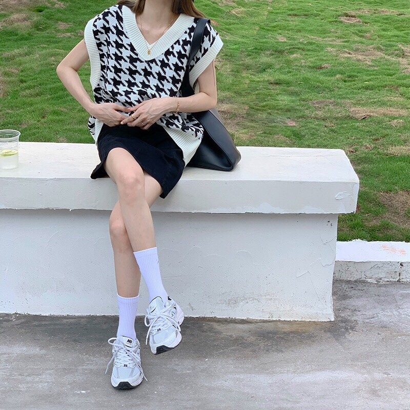 [CÓ SẴN] Áo Len Ghile (Gile) Hàng Dệt Kim Dày Dặn Hoạ Tiết HOUNDSTOOTH Thời Thượng - Hàng Quảng Châu loại 1 | BigBuy360 - bigbuy360.vn