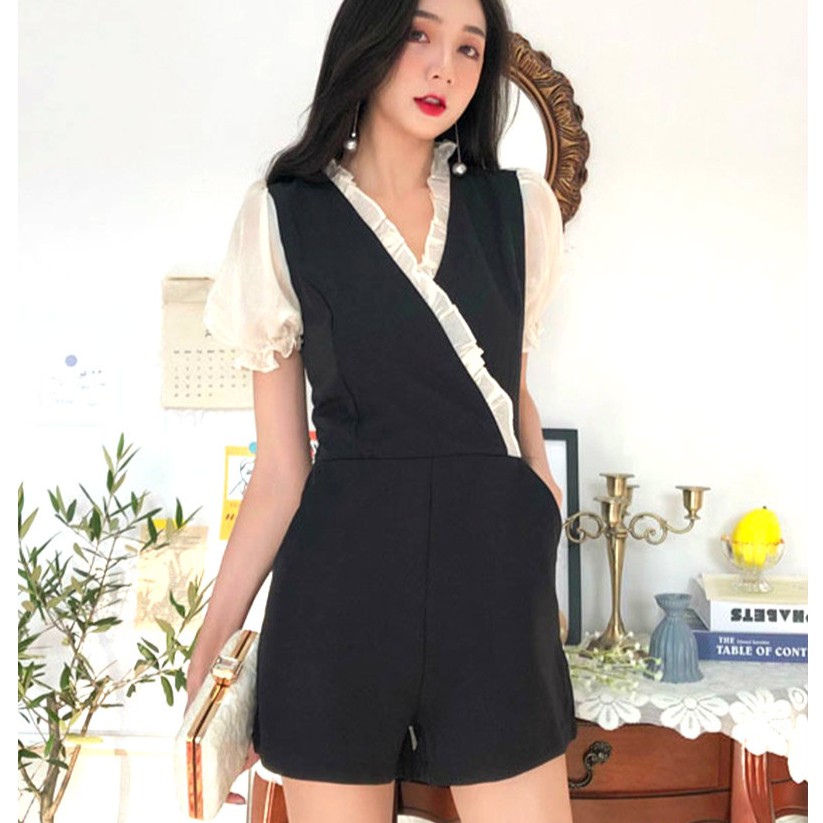 (Hình Thật 3 Màu) Jumpsuit Đồ Bay Viền Bèo Nổi Tay Bồng SAVVY Thời Trang Thiết Kế Sang Đẹp