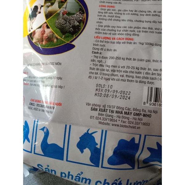 1kg men ủ thức ăn cho gia súc gia cầm, men vi sinh ủ ngô cám gạo  thóc rau sắn cho lợn gà vịt ngan dê thỏ cừu trâu bò