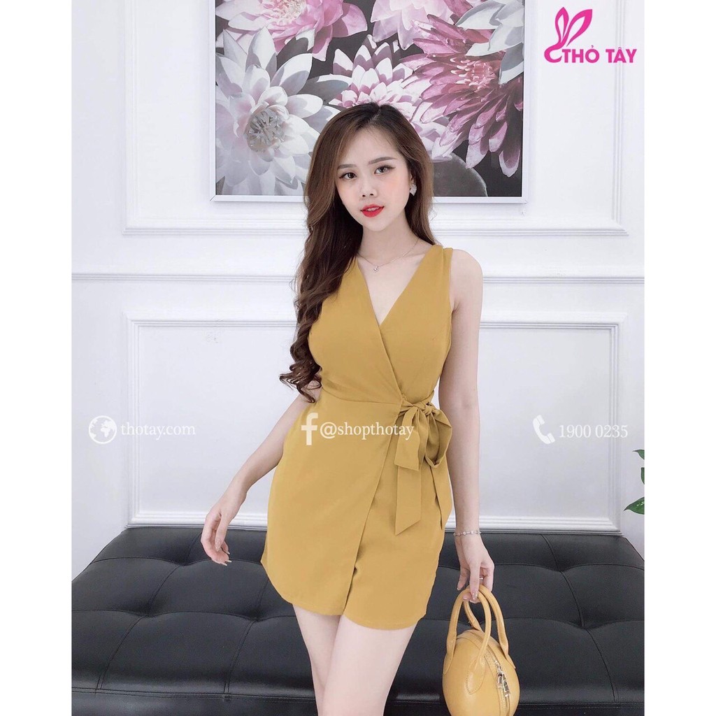 Jumpsuit nữ - jum nữ giả váy cột nơ eo