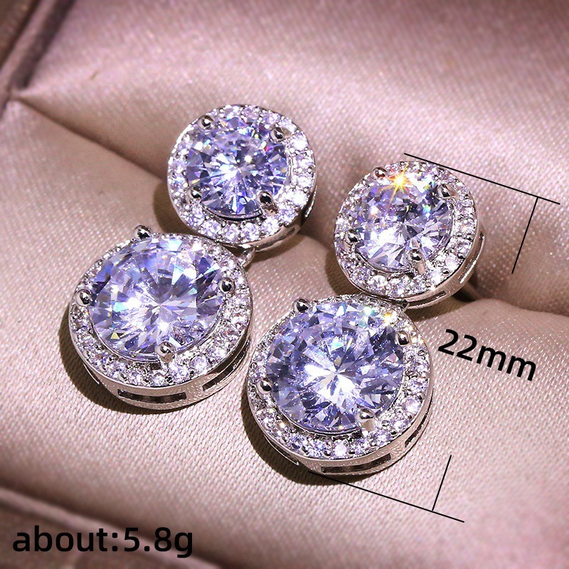Khuyên Tai Tròn Mạ Bạc Đính Đá Zircon Sang Trọng
