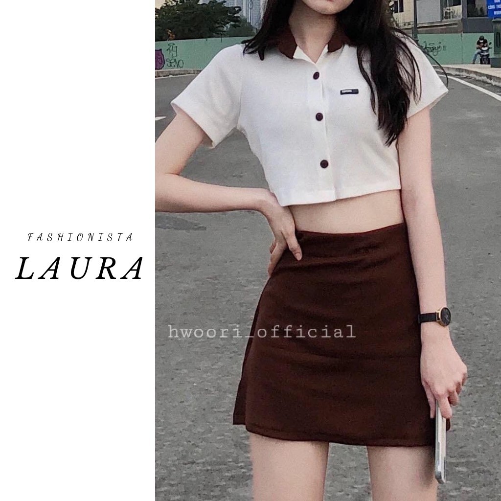 Set Chân Váy Kèm Áo Croptop Dáng Polo Laura Boutique - Set trang phục năng động cá tính KÈM ẢNH THẬT