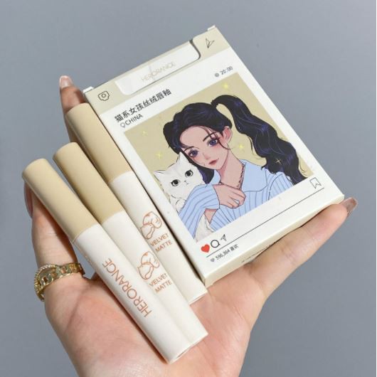 Set son 5 cây son kem bóng lì Herorange Tiểu Ca Ca