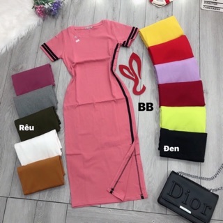 Đầm thun ôm body xẻ 1 bên