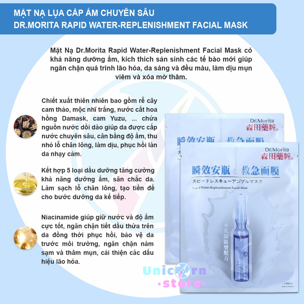 Mặt Nạ Dưỡng Da Ngừa Mụn, Cấp Ẩm và Dưỡng Sáng Dr.Morita 25ml