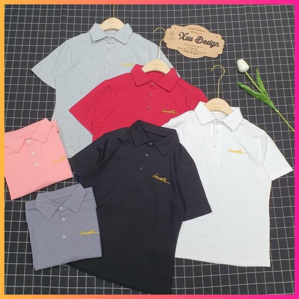 Hè Áo thun POLO Unisex Tay Ngắn thêu LACOSTE -Ảnh thật trải sàn [MoonMy] 🏆