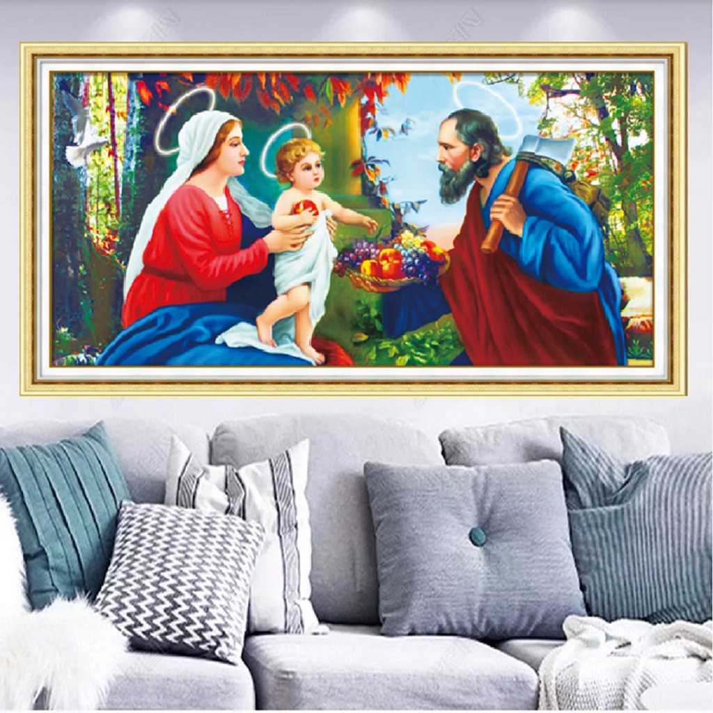 Tranh Đính Đá GIA ĐÌNH THÁNH GIA (ĐÁ ABC CAO CẤP). Kích Thước: 90cm x 50cm