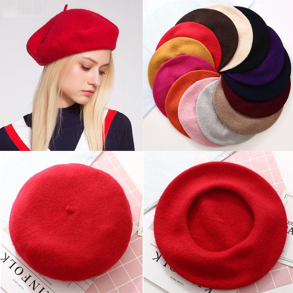 Mũ Beret Vải Len Giữ Ấm Mùa Đông Phong Cách Pháp
