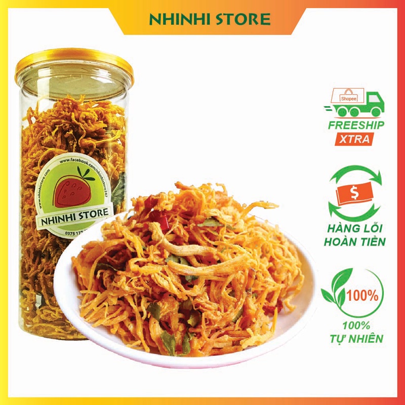 Khô Gà Lá Chanh, Lon 300g - Món Ăn Vặt Nhâm Nhi Ngày Tết - Trái Cây Sấy Nhi Nhi Store