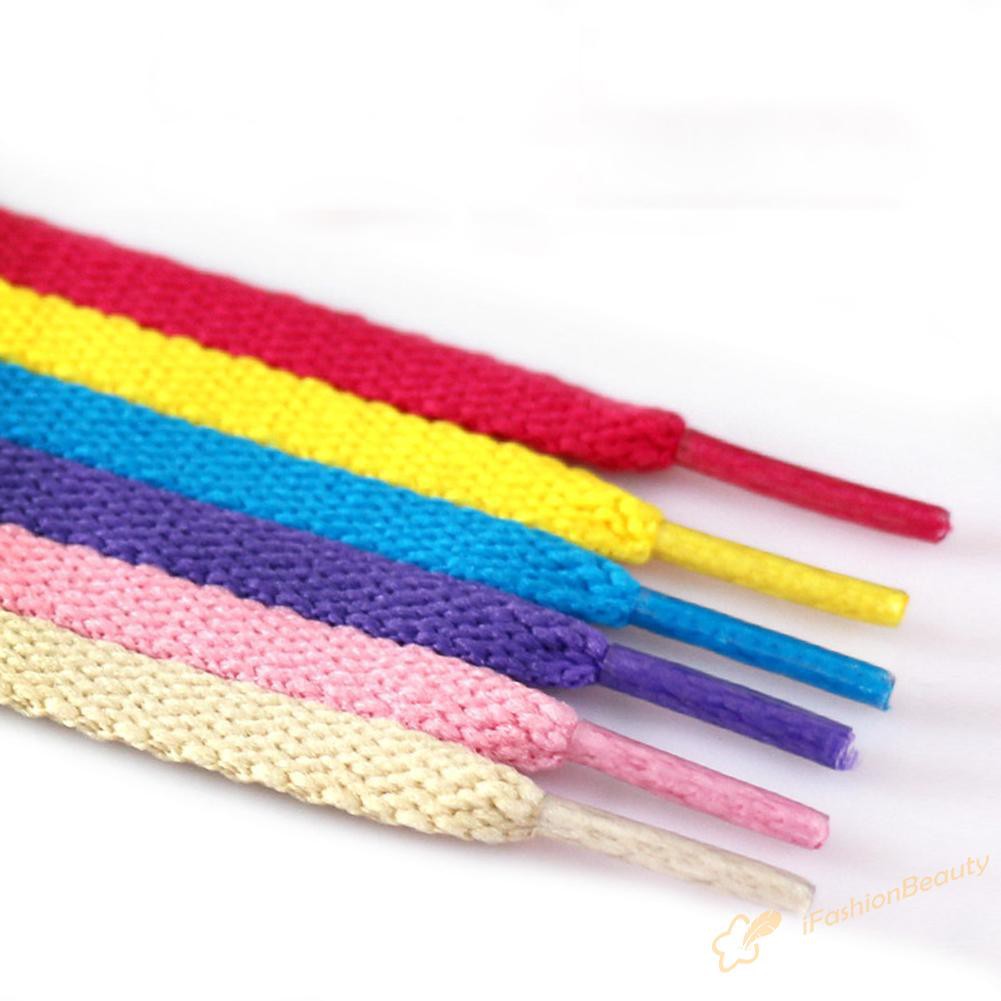 1 Pair Flat Laces Solid Color Shoelaces Fashion Sport Sneaker Shoe Lace