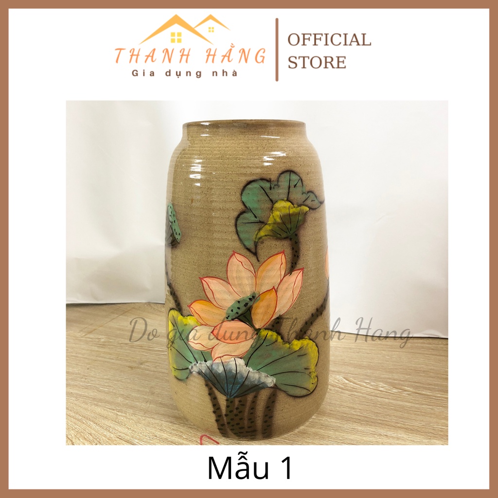 Bình hoa trụ sen trơn cắm hoa Bát Tràng đẹp sang trọng freeship