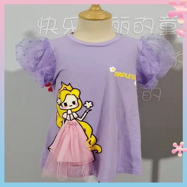 ✨✨Đầm Lưới Tay Phồng 100% Cotton Nguyên Chất In Họa Tiết Hoạt Hình Ba Chiều Thời Trang Mùa Hè Dành Cho Bé Gái