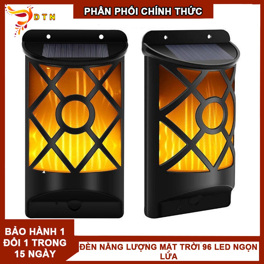 Đèn năng lượng mặt trời sân vườn 96 led ngọn lửa tích điện gắn tường chống nước ipx6 cảm biến ánh sáng Chất lương tốt