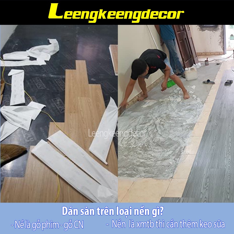 Miếng dán nền giả gỗ sẵn keo tự dính hàng loại 1 nhựa nguyên sinh mã 05 màu nâu xám