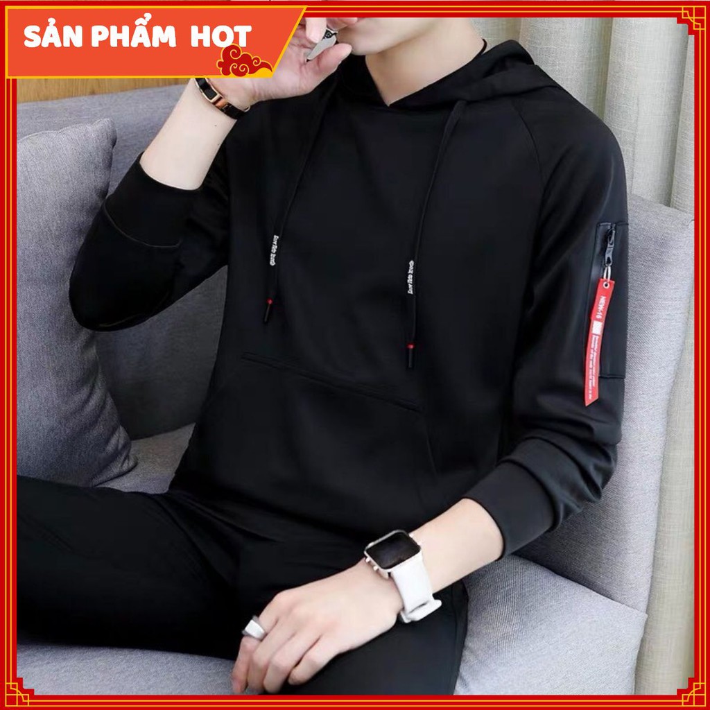 Áo Hoodie Trơn Đơn Giản Phối Khóa Tay Chất Đẹp