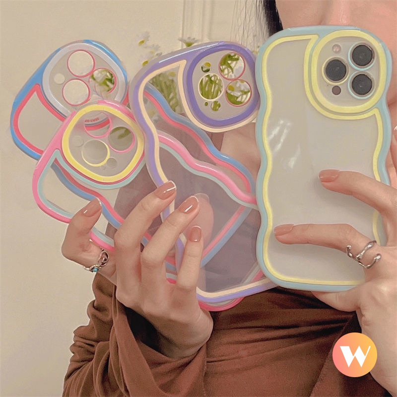 Ốp Điện Thoại Mềm Trong Suốt Viền Gợn Sóng Màu Kẹo Cho Realme C35 C21Y C12 C15 C11 C25s C25Y C20 C20A C3 Realme 6i 5 5s 5i