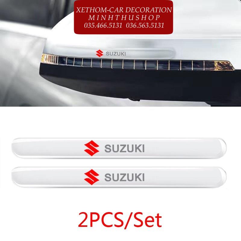 (Suzuki) Bộ 10 Miếng Dán Silicon Chống Xước Hõm Cửa, Tay Nắm Cửa và Gương Có Logo Hãng Xe (Suzuki)