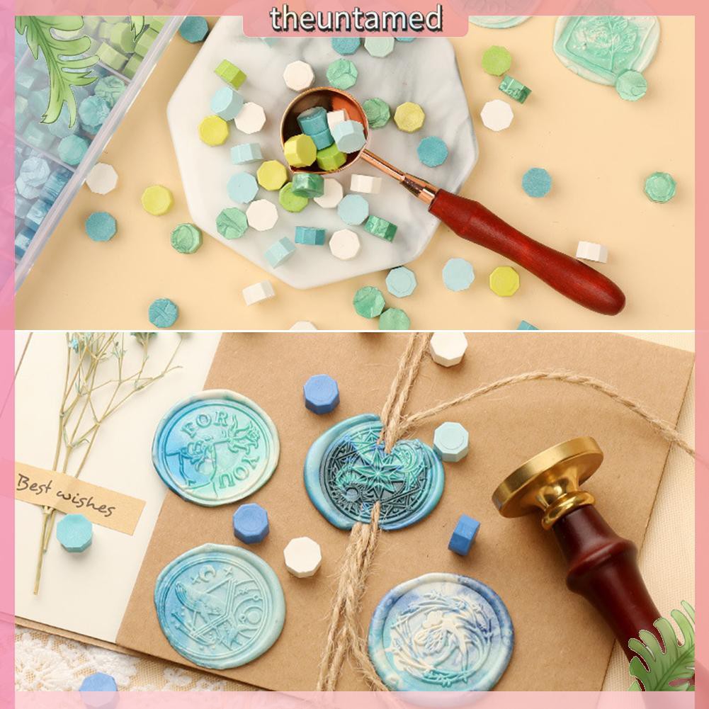 Bộ 100 hạt sáp làm con dấu hình viên thuốc dùng trang trí thiệp thủ công đa năng kiểu Vintage