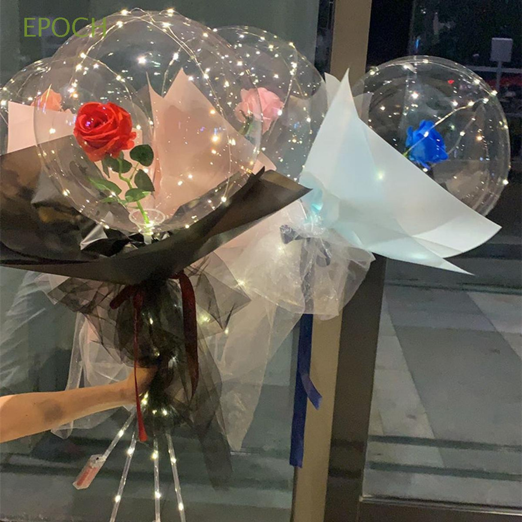 EPOCH Christmas Bobo Balloons Mother's Day Luminous Balloon Artificial Flower Party Decoration Wedding Rose Bouquet DIY Glowing Valentine's Day LED String/Multicolor