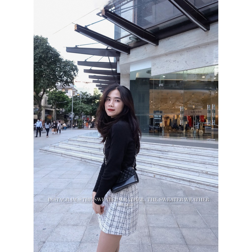 (Ảnh thật) Chân váy chữ A dạ tweed cúc ngọc vạt lệch the.sweaterweather TSW | BigBuy360 - bigbuy360.vn