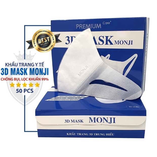 5 hộp khẩu trang 3d UNI MASK MONJI mềm mại trống bụi mịn kháng khuẩn hợp thời trang