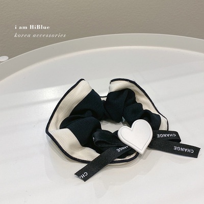 Dây Buộc Tóc Hình Nơ Trái Tim Màu Đen Phong Cách Pháp Cổ Điển Thời Trang 2022