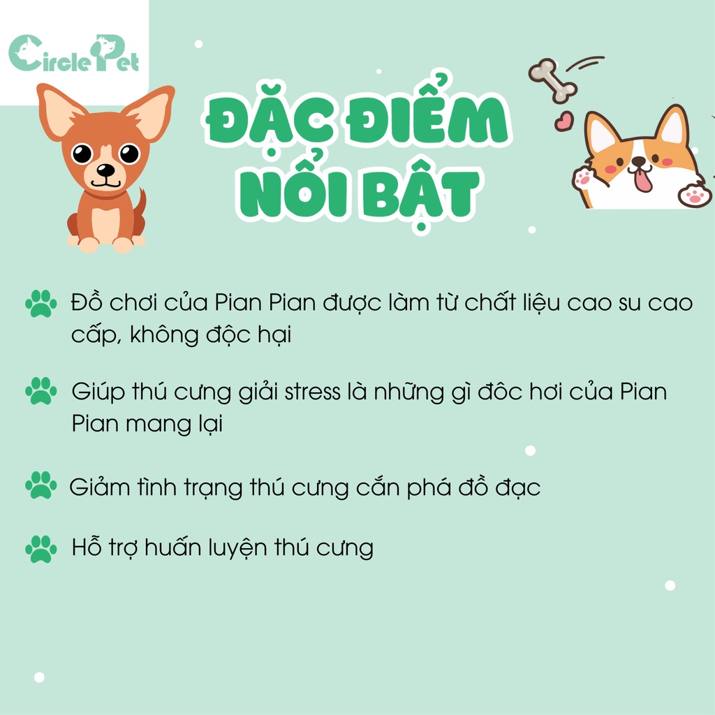 Đồ Chơi Pian Pian Hình Trái Banh Bằng Cao Su Cho Chó An Toàn Siêu Bền - Circle Pet