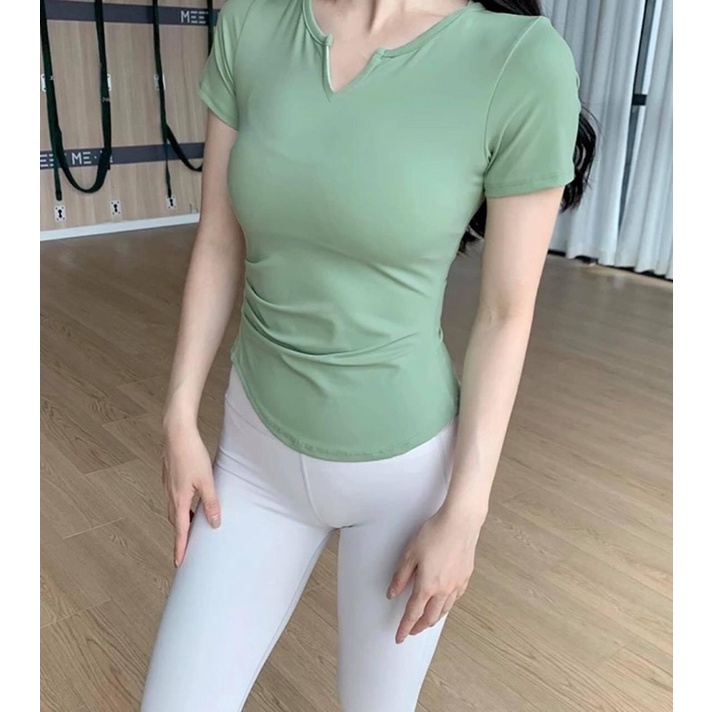 ÁO THỂ THAO NỮ NHÚN EO CỔ V HOT TREND TẬP GYM, CHẠY BỘ,AEROBIC, DANCE