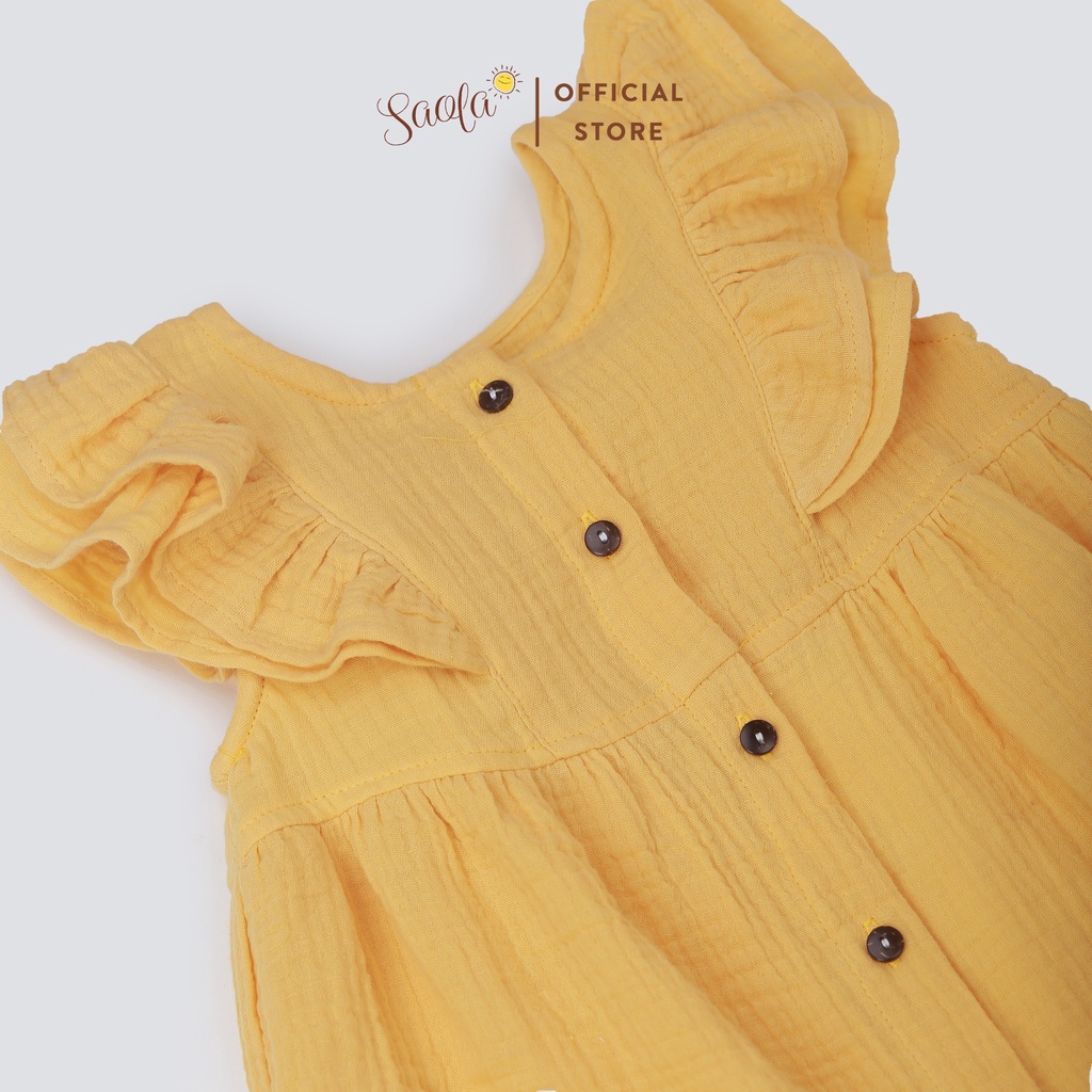 Đầm Bé Gái Cổ Tròn Tay Bèo Chất Liệu Xô Muslin Xinh Xắn - DARINE DRESS - DRM028 - SAOLA KIDS CLOTHING