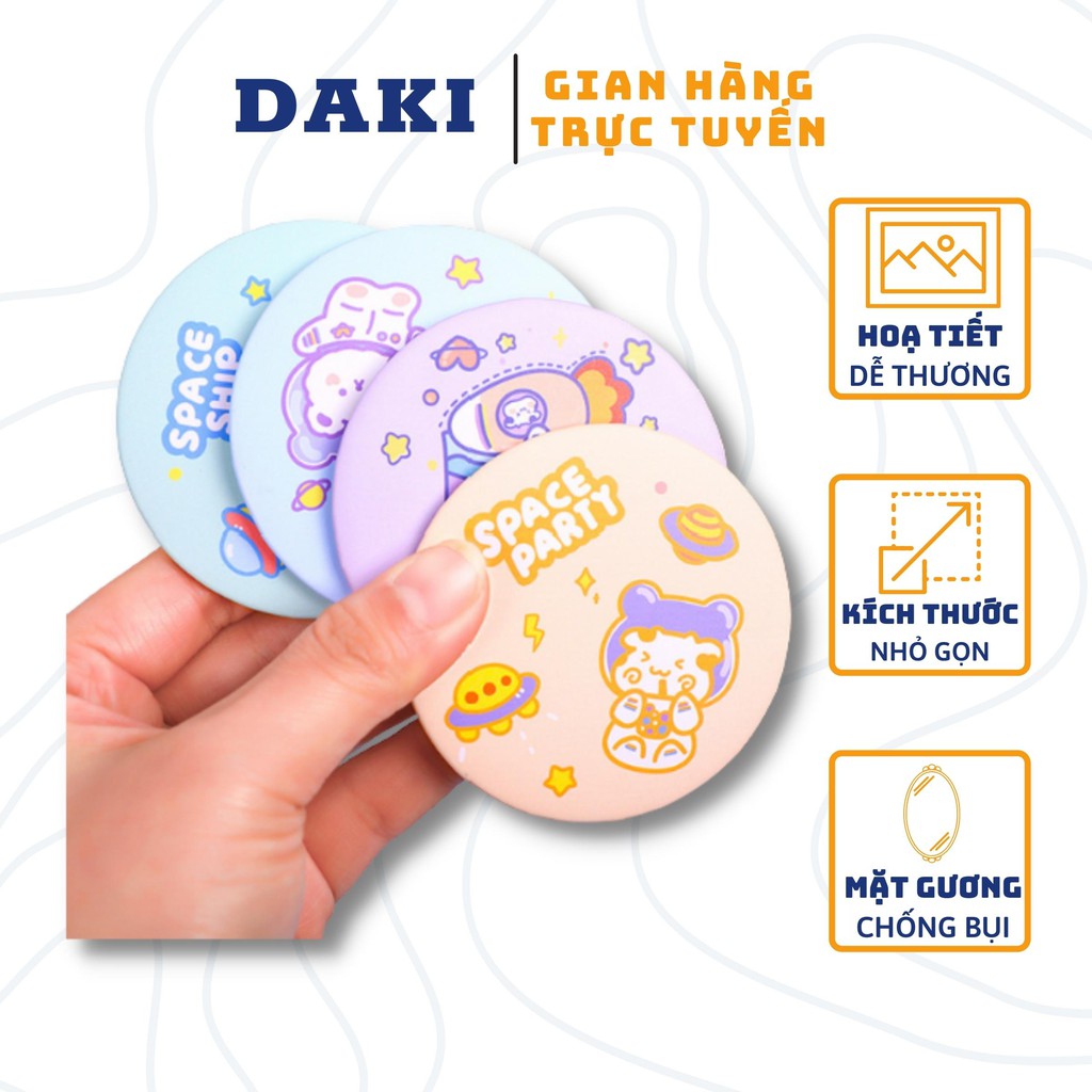 Gương mini cầm tay bỏ túi in hoạ tiết hoạt hình siêu dễ thương MÃ RY137