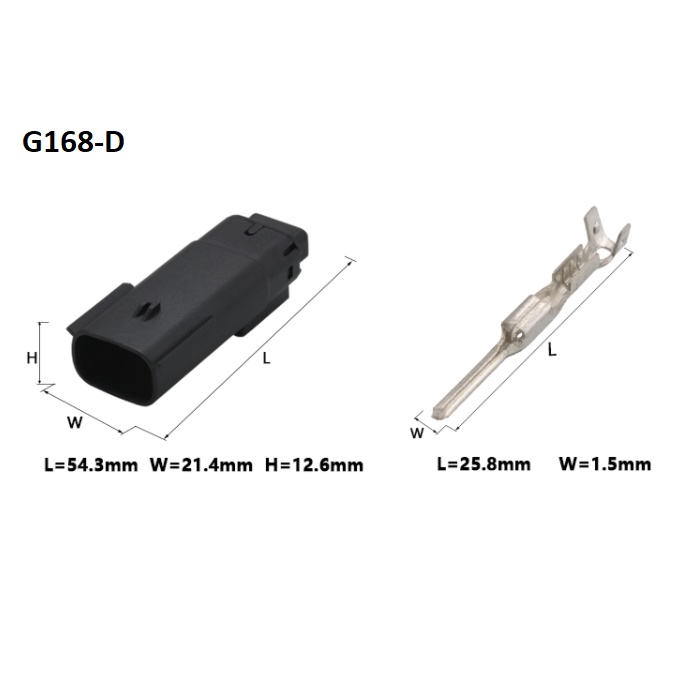 G168-Giắc cắm máy bơm trợ lực 3 lỗ, cos 1.5mm