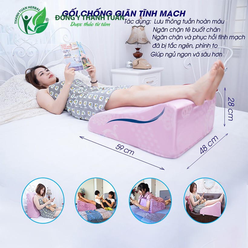 Gối điều trị giãn tĩnh mạch YOROKOBI cao 28cm – Giúp ngủ ngon, giảm phù nề chân, tê bì, vọp bẻ