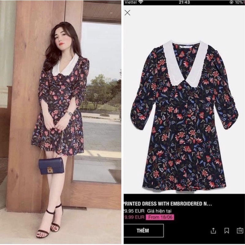 Váy hoa zara authentic size S