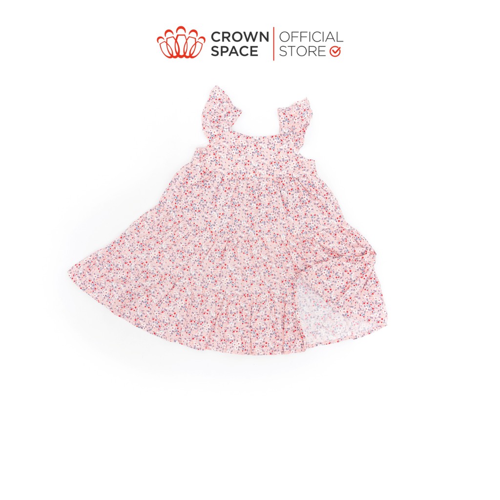 Đầm Bé Gái Họa Tiết Hoa Nhí CROWN SPACE CKGS2810801 Size 2-9 Thoáng Mát