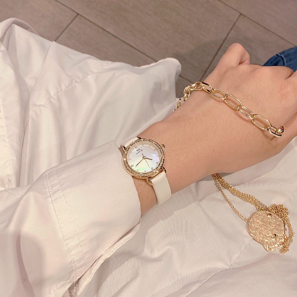 Đồng hồ nữ dây da Mike 8401L chính hãng, mặt tròn, chống nước bảo hành 12 tháng