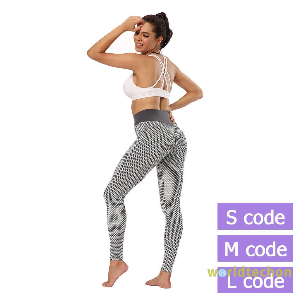 READY STOCK Women Yoga Pants Elastic High Waist Sports Gym Fitness Push Up Leggings