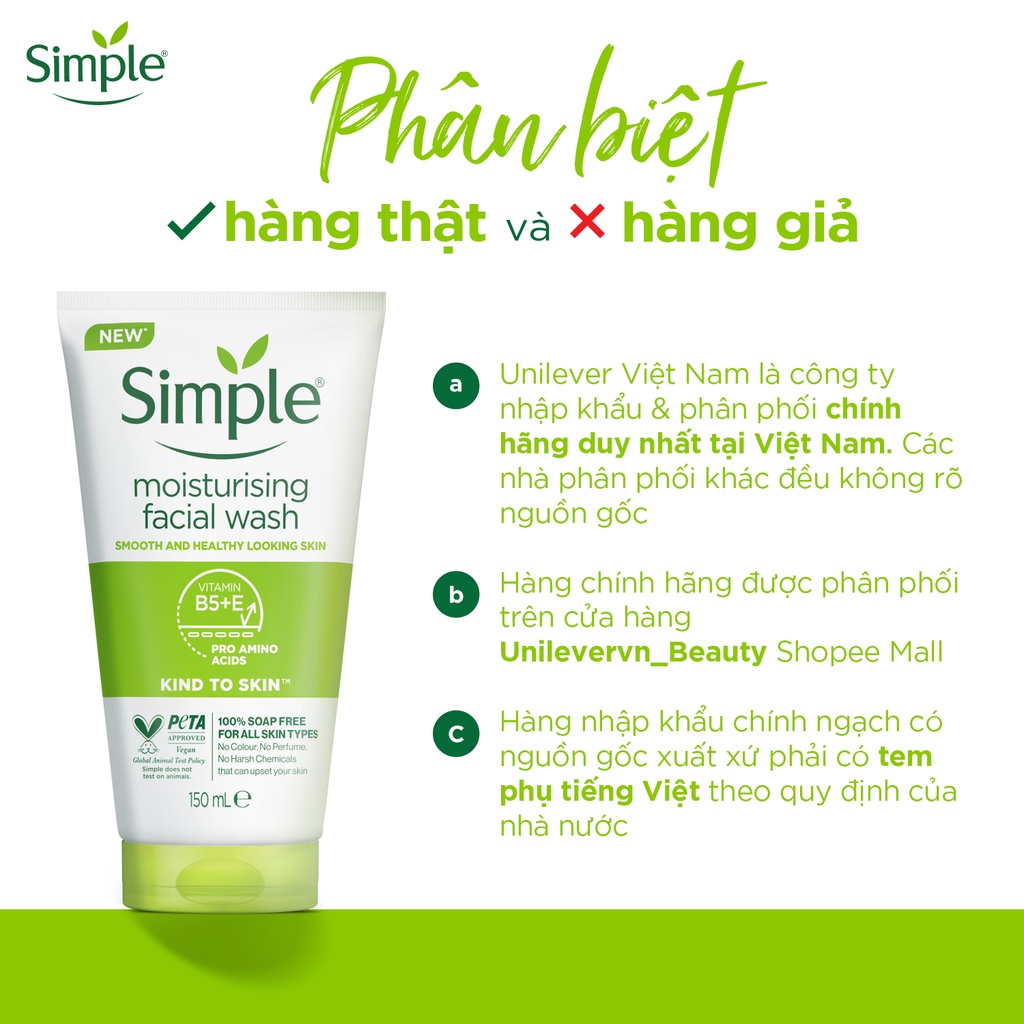 SỮA RỬA MẶT SIMPLE GIÚP DƯỠNG ẨM CHO DA TRÔNG KHỎE VÀ MỊN MÀNG 150ML [CHÍNH HÃNG ĐỘC QUYỀN] [DIỆN MẠO MỚI]