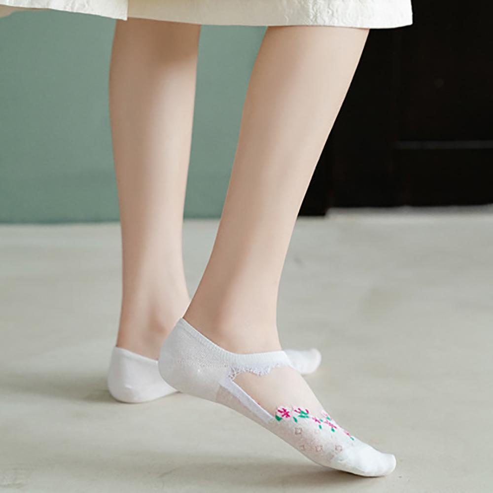 SOMEDAYZL Vớ Cotton Trong Suốt Phối Hoa Dễ Thương Thoải Mái Cho Bé Gái
