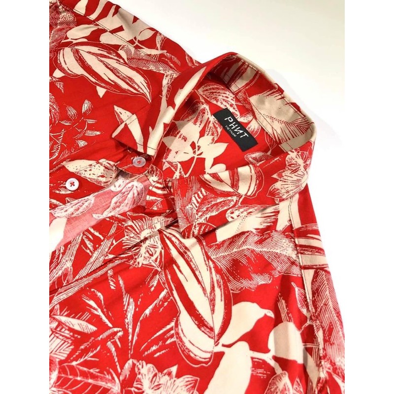 Sơ mi PHNT cao cấp SHORT SLEEVED SHIRT IN LEAF PRINTED LINEN