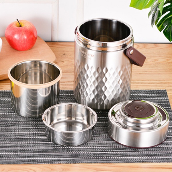 Camen Hộp Đựng Cơm Inox 304 1L4-1L9 KC 3 Ngăn Giữ Nhiệt Lâu Chống Tràn Đổ