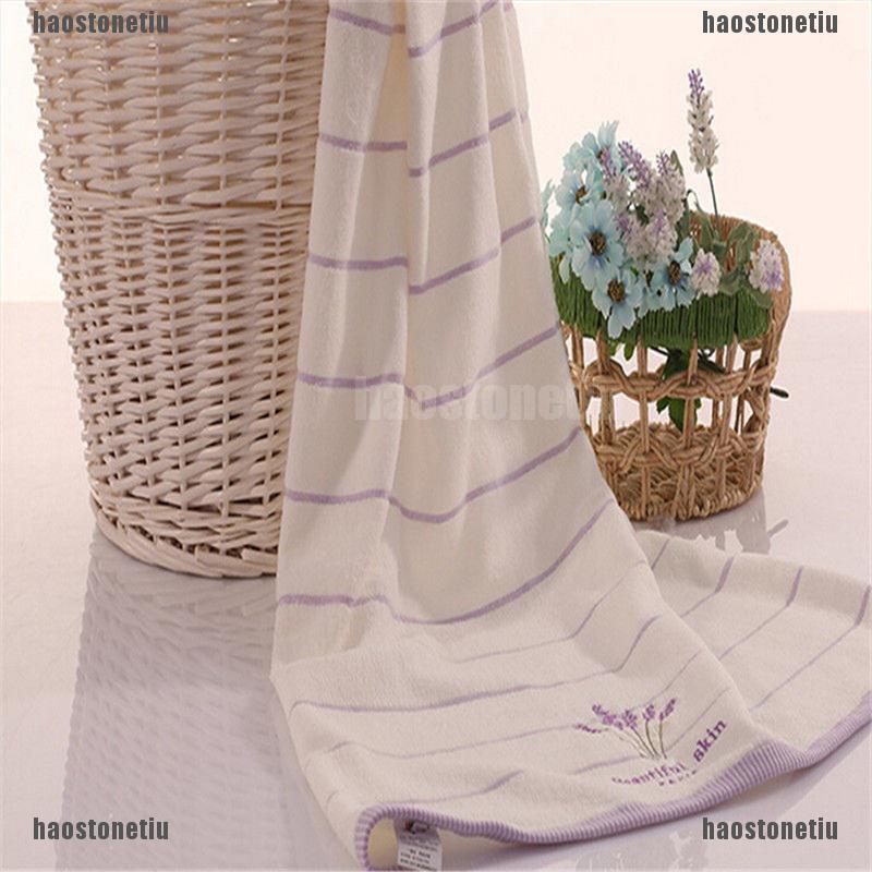 (tiu) Khăn Tắm / Tay Cotton Mềm Mại Thêu Hoa Oải Hương Thơm