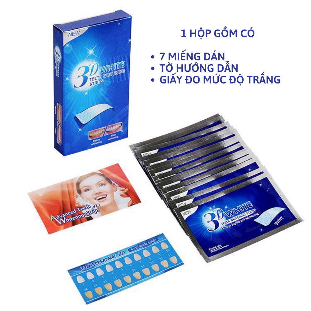 Miếng dán trắng răng an toàn, trắng cực nhanh 7 ngày White Teeth , miếng dán trắng răng crest 3d white - Sarah Beaute