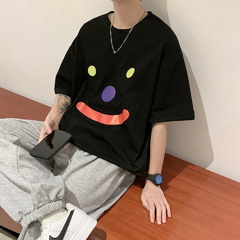 Áo Thun Tay Ngắn Dáng Rộng In Họa Tiết Hoạt Hình Kiểu Nhật Bản Thời Trang Mùa Hè Cho Nam