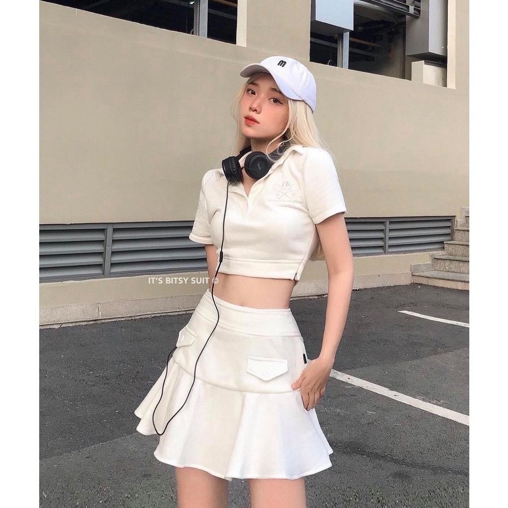SET CROP TRẮNG CỔ BẺ + CHÂN VÁY ĐUÔI CÁ