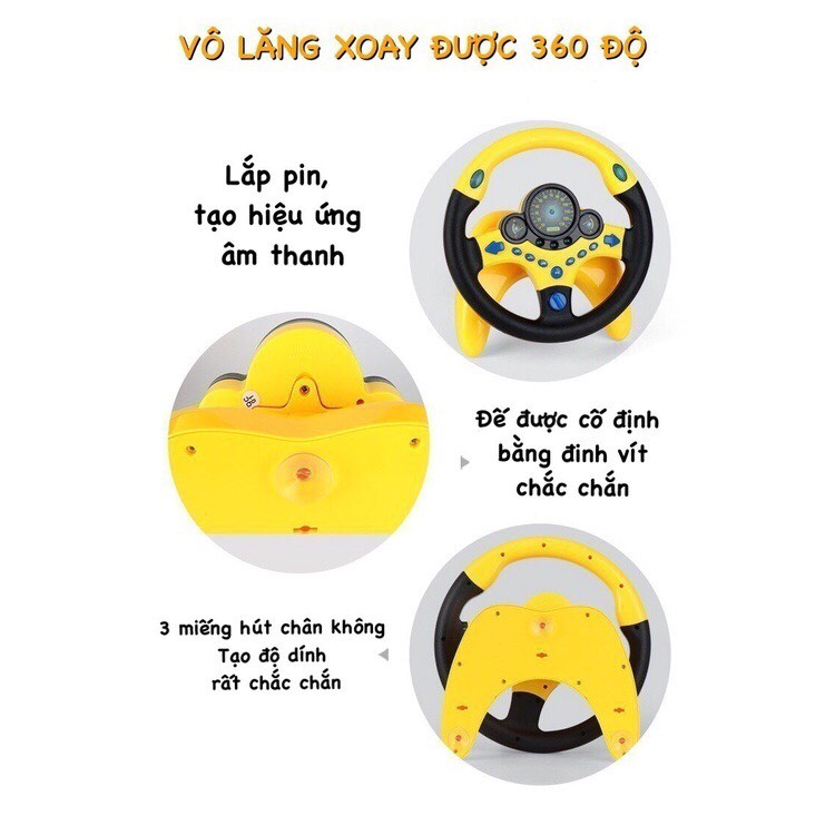 Đồ chơi vô lăng ô tô cho bé có nhạc và các nút điều khiển chất liệu nhựa ABS cao cấp