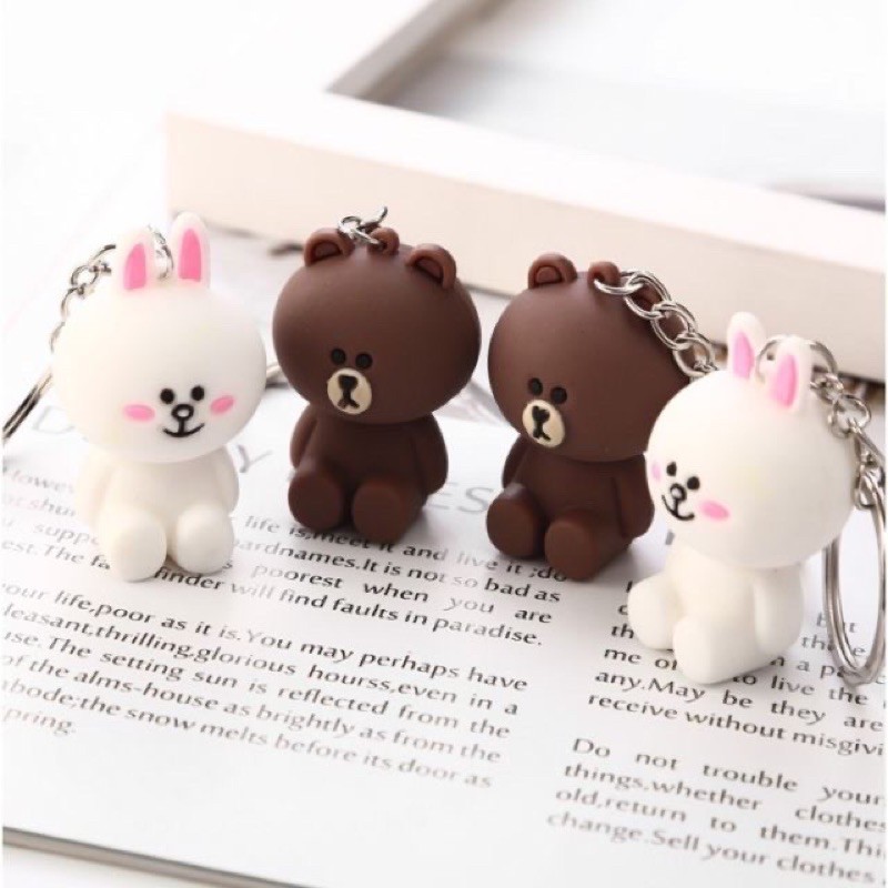 Móc Khóa Thỏ Cony Và Gấu Brown