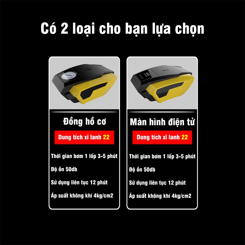Bơm Lốp Ô Tô Xe Máy Điện Tử Tự Ngắt 12V Có Màn Hình Led Cao Cấp - Bảo Hành 12 Tháng