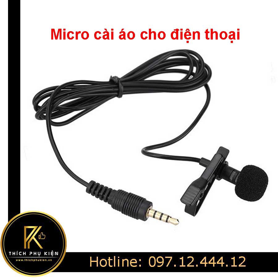 Micro cài áo thu âm cho điện thoại, máy tính bảng, PC đầu cắm 3.5mm