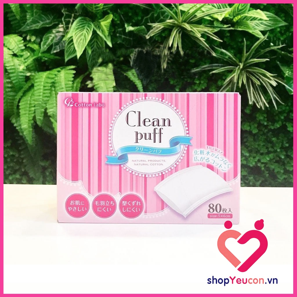 Set 2 Hộp (80 cái/hộp) Bông Tẩy Trang/Trang Điểm Clean Puff Nội Địa Nhật