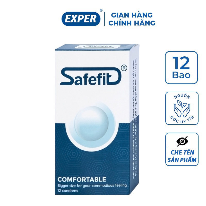 Bao cao su SafeFit Comfortable S52, bcs siêu mỏng chống xuất tinh sớm kéo dài thời gian quan hệ